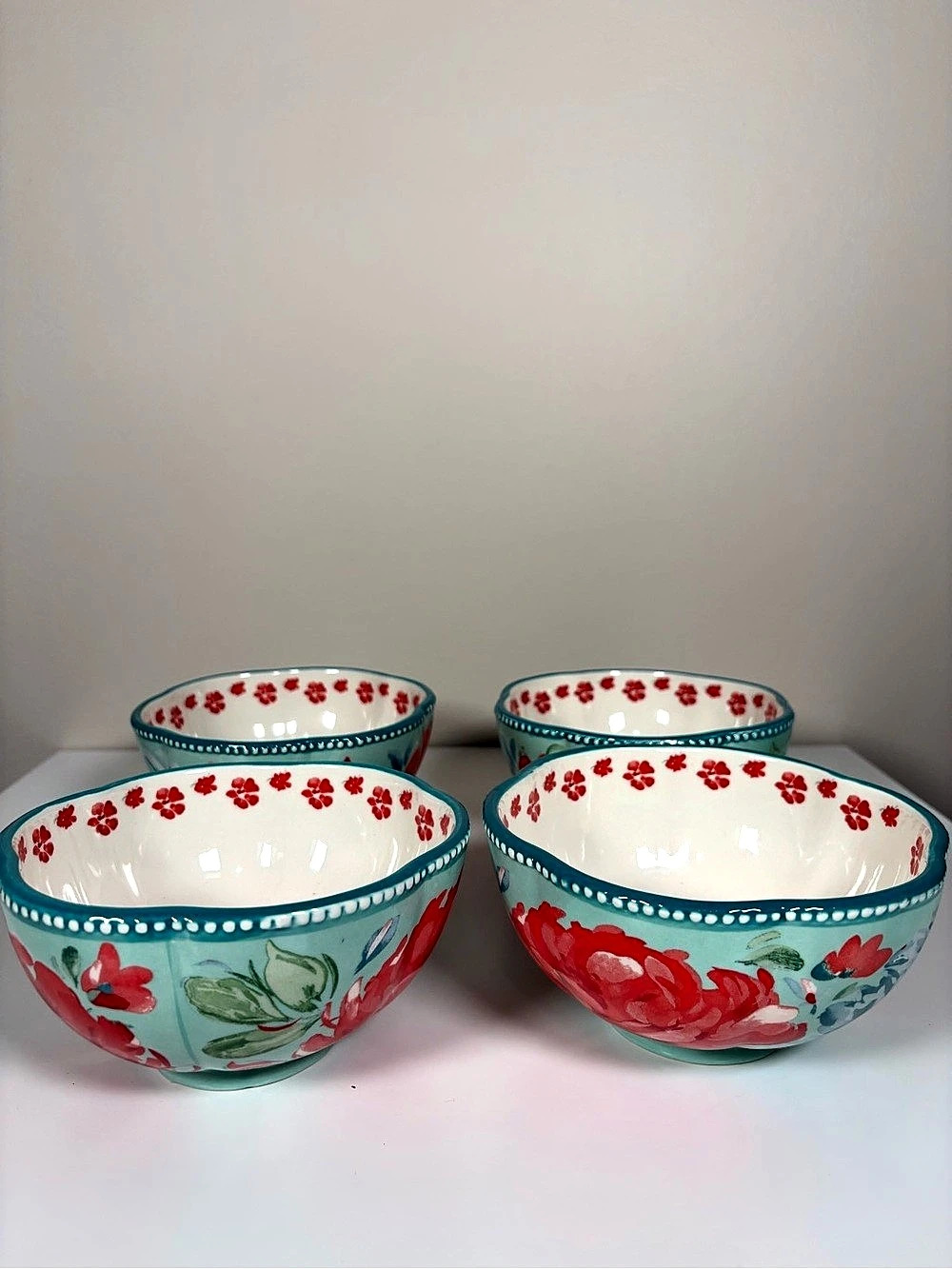 Pioneer Woman Vintage Floral 6" Footed Bowl Set, 4-Piece